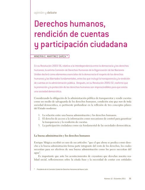 Derechos humanos, rendiciÃ³n de cuentas y participaciÃ³n ciudadana