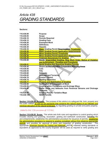 Article 438 GRADING STANDARDS - Washoe County, Nevada