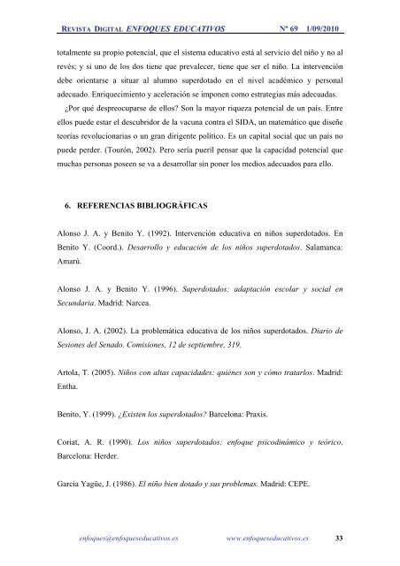 NÂº69 01/09/2010 - enfoqueseducativos.es