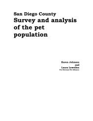 San Diego County Survey and analysis of the pet population Karen ...