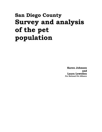 San Diego County Survey and analysis of the pet population Karen ...