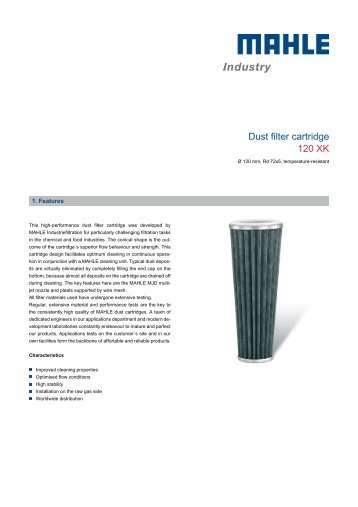 Dust filter cartridge 120 XK - MAHLE Industry - Filtration