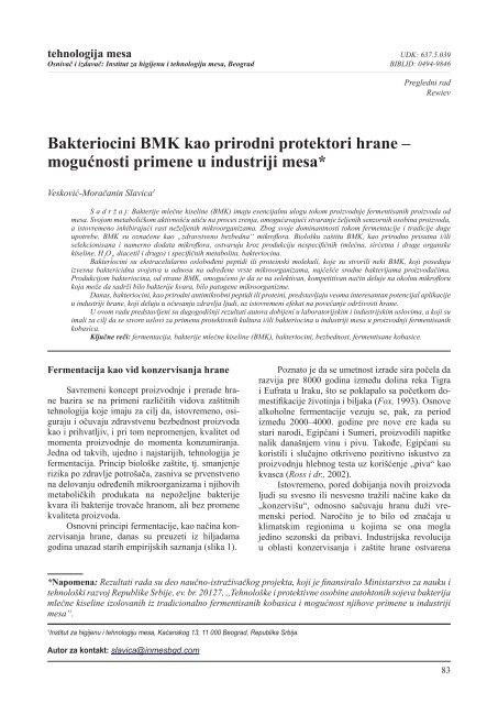 Bakteriocini BMK kao prirodni protektori hrane - inmesbgd.com