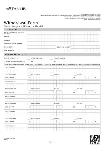 Withdrawal form