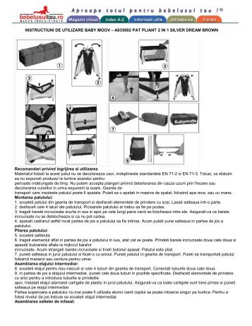 INSTRUCTIUNI DE UTILIZARE BABY MOOV ... - Bebelusul tau