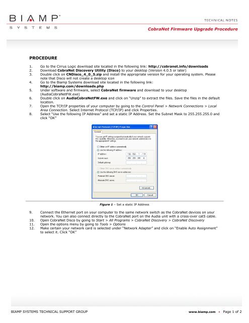 PROCEDURE CobraNet Firmware Upgrade Procedure