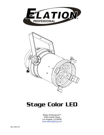 Stage Color LED User Manual (PDF) - Elation Professional