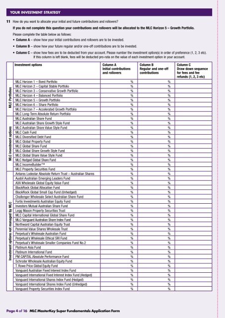 MLC MasterKey Super Fundamentals Application Form