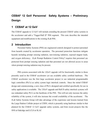 CEBAF 12 GeV Personnel Safety Systems - JLab Tech Notes Home ...