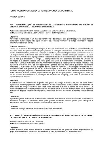 fórum paulista de pesquisa em nutrição clínica e ... - Nutritotal