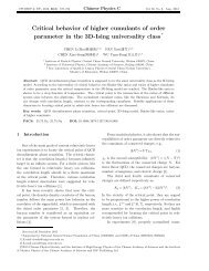 Critical behavior of higher cumulants of order parameter in the 3D ...