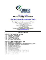 (RFP) FOR Emergency Generator Maintenance / Rental - Citizens ...