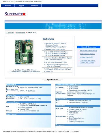 Supermicro, Inc. - Aplus Products | Motherboards | H8DSL-HTi