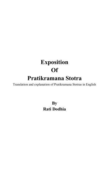 Exposition Of Pratikramana Stotras