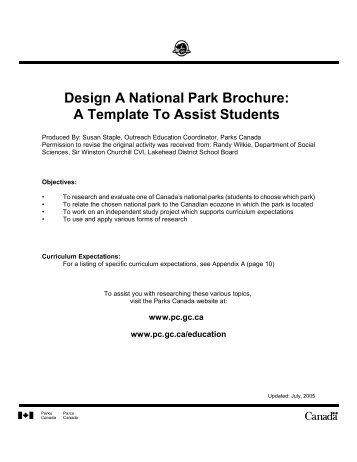 Design A National Park Brochure: A Template To Assist Students