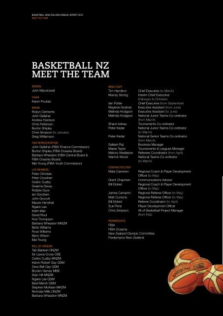 2012 BBNZ Annual Report - Basketball New Zealand