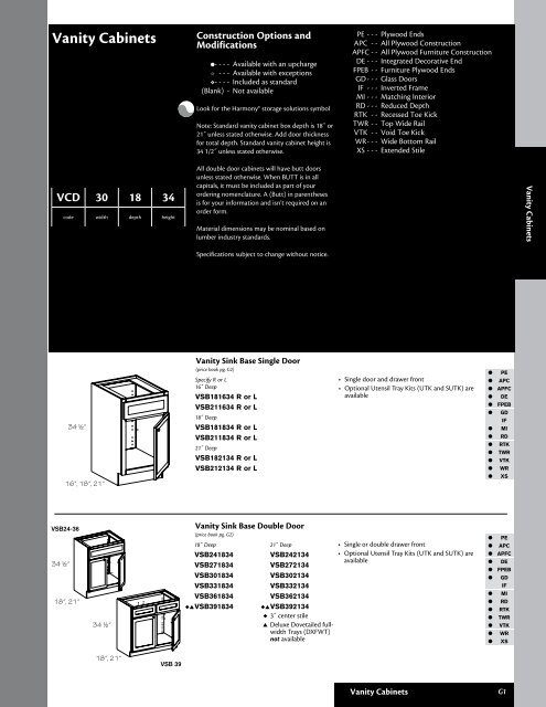 Vanity Cabinets - Roberts Company, Inc.