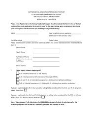 History Supplemental Application Form - College of William and Mary