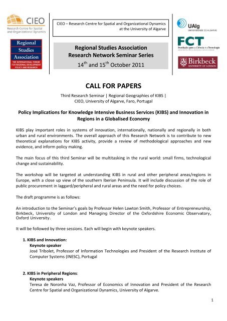 3rd event call for papers - Regional Studies Association