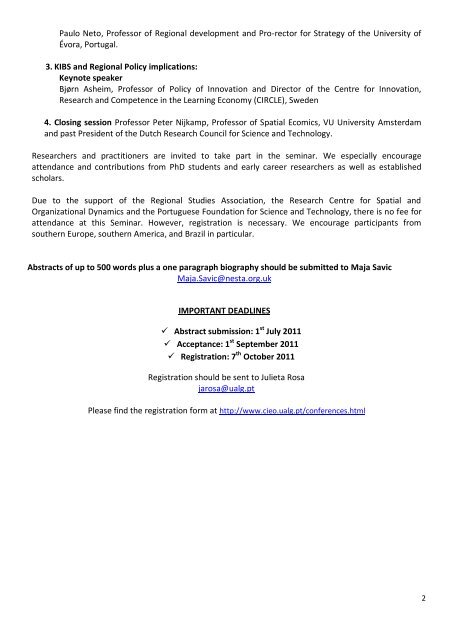 3rd event call for papers - Regional Studies Association