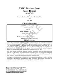 CAB Teacher Form Score Report - Psychological Assessments ...