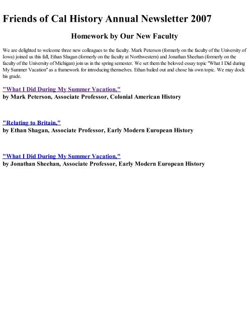 Annual Newsletter 2007_Full.pdf - Department of History, UC Berkeley