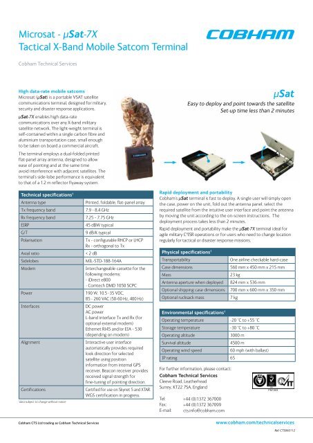 Microsat - Ã‚ÂµSat-7X Tactical X-Band Mobile Satcom Terminal