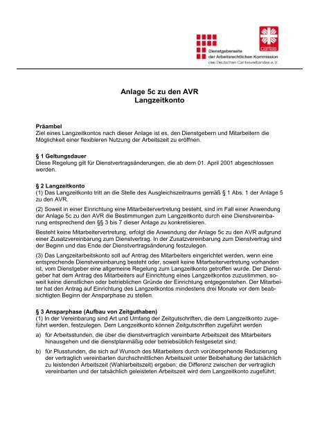 Anlage 5c zu den AVR Langzeitkonto - Caritas-dienstgeber.de