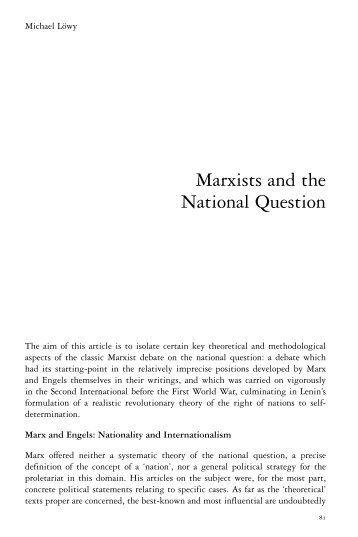 Michael Lowy, "Marxists and the National Question" - Solidarity