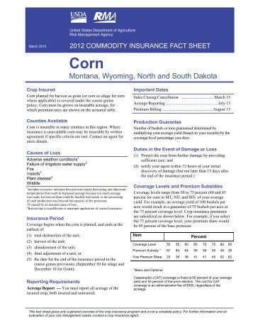 Corn - RMA USDA Risk Management Agency - US Department of ...