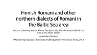 Finnish Romani and other northern dialects of Romani in the Baltic ...