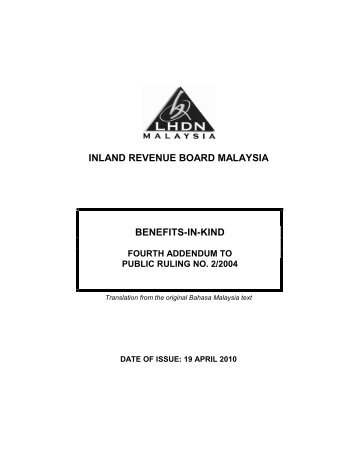 Benefits-in-kind - PR 02-2004 (Fourth Addendum)