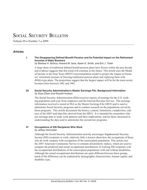 Download entire publication - Social Security