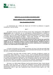 Regolamento per la mensa universitaria A.A. 2012-2013 - Lumsa
