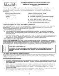 Reading MCA Grades 4-8 Paper Test Monitor Directions (2013)