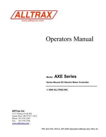 AXE Operators Manual - EVSource.com