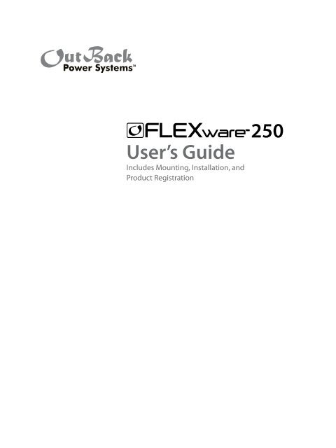 FLEXware 250 - User's Guide - OutBack Power Systems