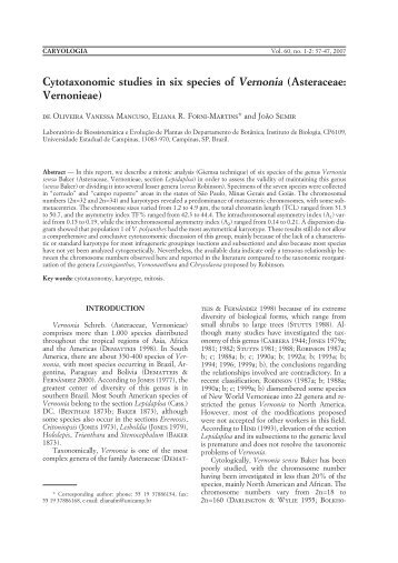 Cytotaxonomic studies in six species of Vernonia (Asteraceae ...