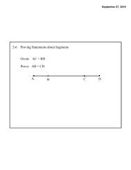 Given: AC = BD Prove: AB = CD. A B C D 2-6 Proving Statements ...