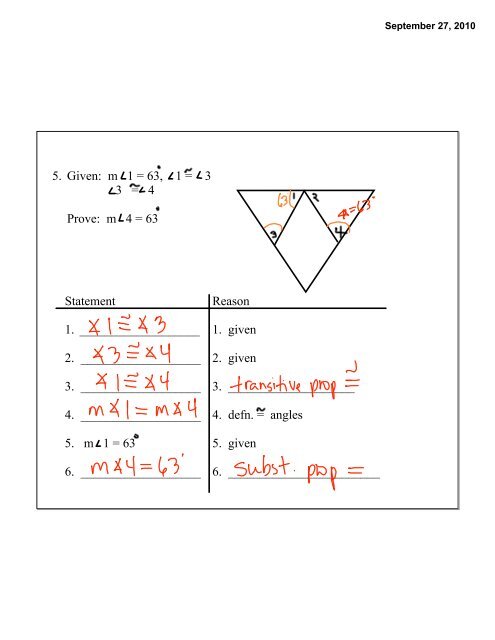 Given: AC = BD Prove: AB = CD. A B C D 2-6 Proving Statements ...