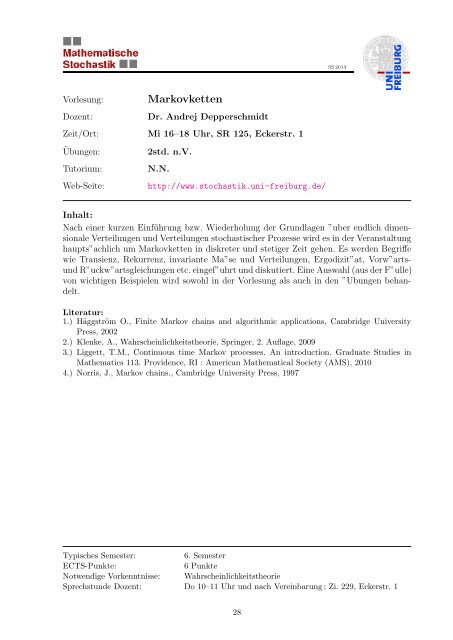 Kommentiertes Vorlesungsverzeichnis SS 2013 - Mathematisches ...