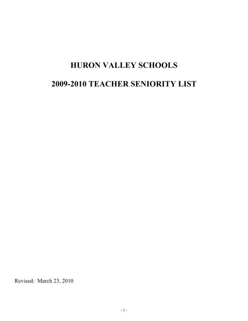 huron valley schools 2009-2010 teacher seniority list - IAmMEA.org