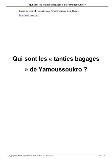 Qui sont les Â« tanties bagages Â» de Yamoussoukro ? - Onuci