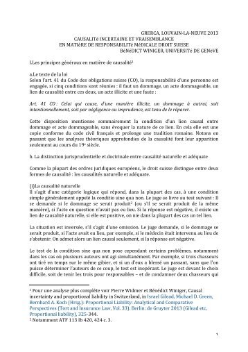 Benedict Winiger, Professeur Ã  l'UniversitÃ© de GenÃ¨ve - Grerca