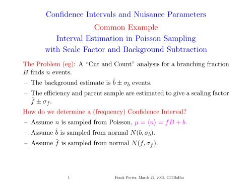Confidence Intervals and Nuisance Parameters Common Example ...