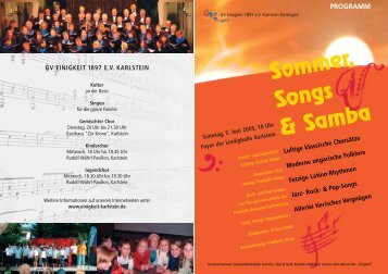 Programm Sommer, Songs & Samba 2005 - Gesangverein Einigkeit ...