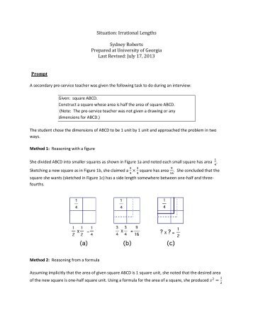 Irrational Lengths Sydney Roberts Prepared at University of Georgia ...