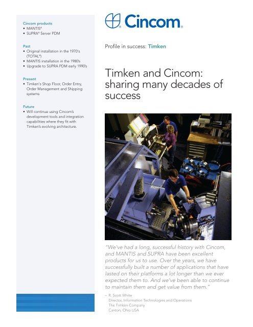 Timken and Cincom: sharing many decades of success