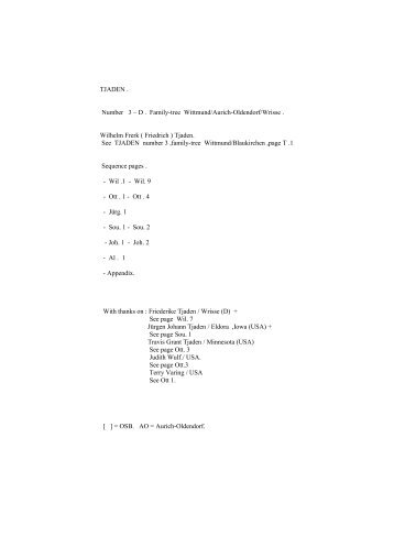 TJADEN . Number 3 – D . Family-tree Wittmund/Aurich-Oldendorf ...