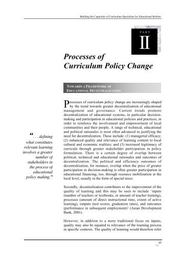 Processes of Curriculum Policy Change